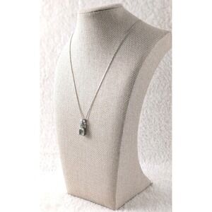 316L SS Prasiolite Green Quartz & Citrine Pendant 925 Sterling Chain Necklace